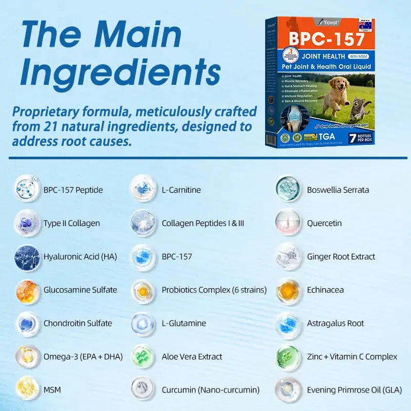 Offizieller DE-Store 🐶🐱Yovot® BPC-157 Advanced Joint & Total Body Health Oral Liquid – (Für Hunde, Katzen und Säugetiere. Eine Flasche täglich, Ergebnisse innerhalb von 7 Tagen)