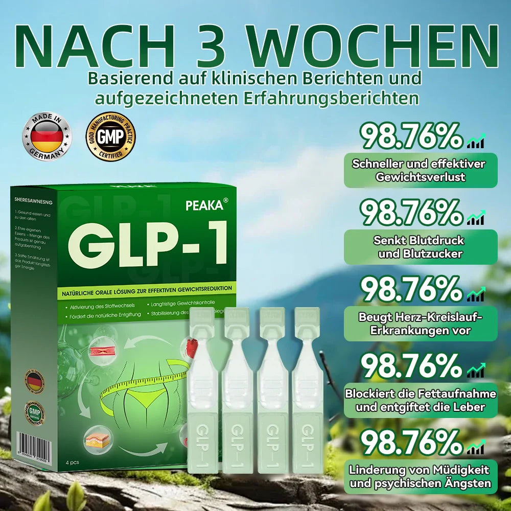Peaka® GLP-1 Orale Lösung 🇩🇪 Nur 1x pro Woche, erste Veränderungen in 7 Tagen sichtbar ✅ Für Adipositas, Herz-Kreislauf, Diabetes, Schlafapnoe, Gelenke und mehr